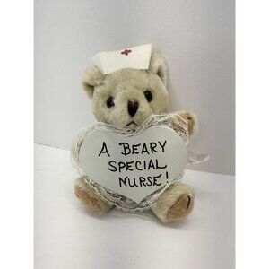 Vintage Teddy Bear Plush Nurse with Hat 5" With Tag A Beary Special Nurse Gift